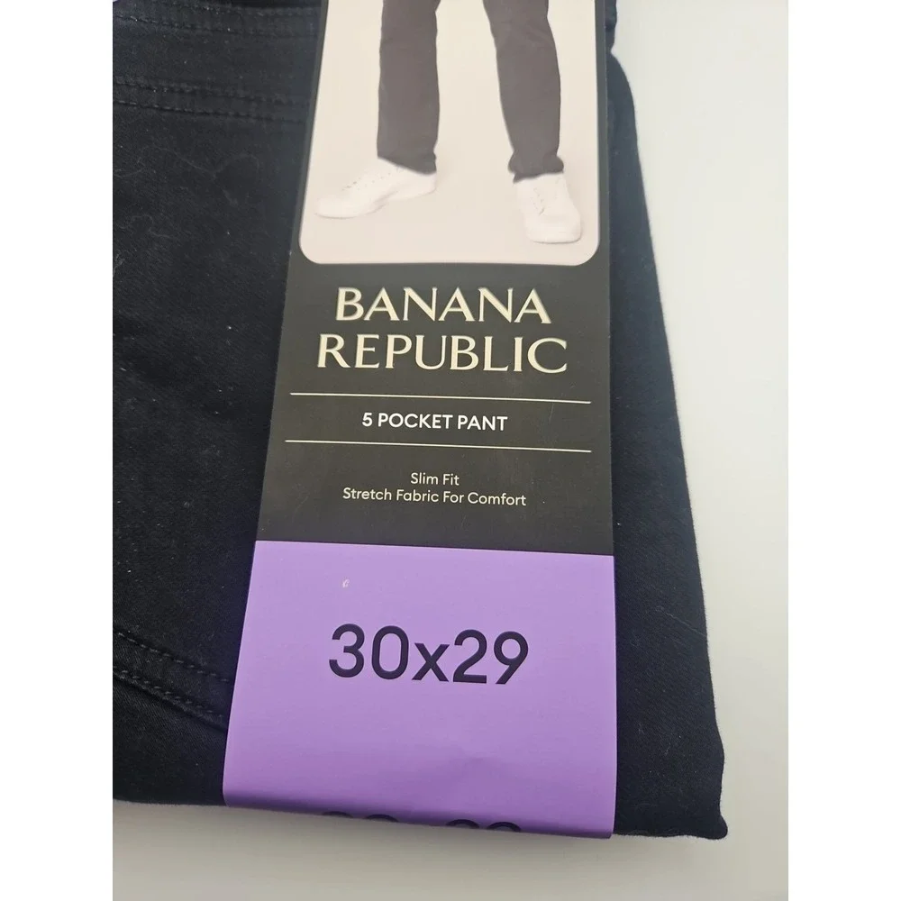 Banana Republic Men's Five Pocket Pant Slim Fit Stretch Fabric Black 30x29 NWT‎